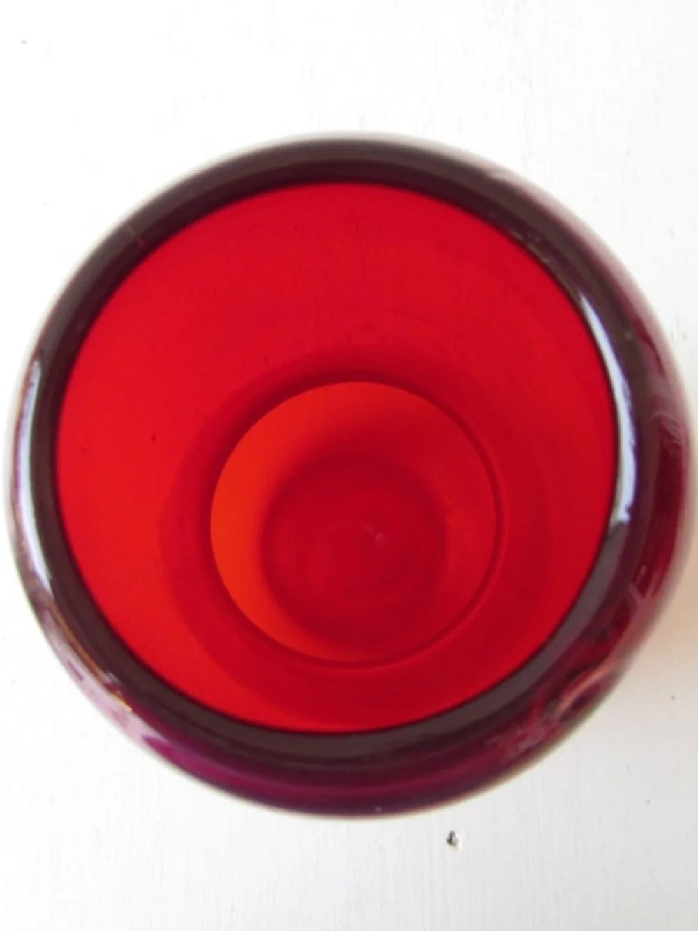 Vintage Ruby Red Hand-Blown Glass Gourd Vase MCM Pontil Mark 9" - Picture 3 of 5
